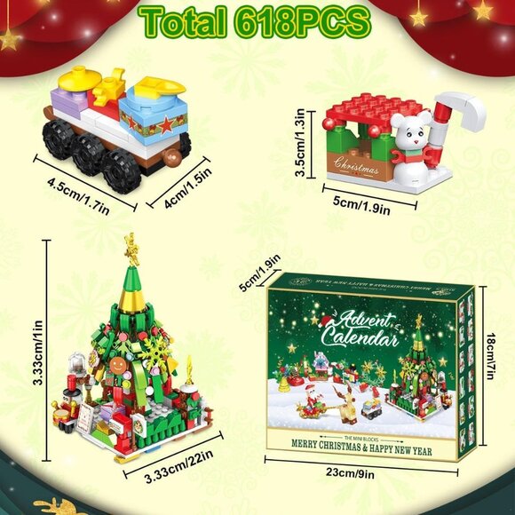 NEW 2024 The Mini Blocks Merry Christmas & Happy New Year 618 Piece Building Set - Picture 2 of 10